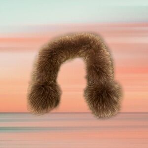 Light Brown Genuine Rabbit Fur Pom-Pom Scarf